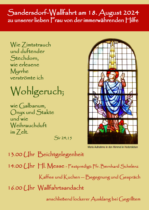 Plakat zur Sandersdorf-Wallfahrt 24